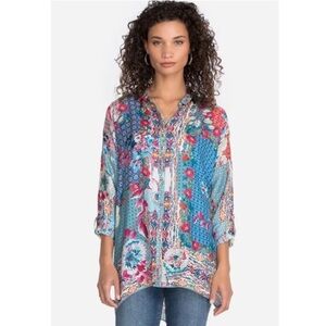 Johnny Was NWT LUBELLO REESE BUTTON DOWN Size XL NWT 100% silk